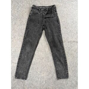 Vanilla Star Jeans Women 28/7 Black Acid Wash Denim High Rise Skinny‎ Button Fly